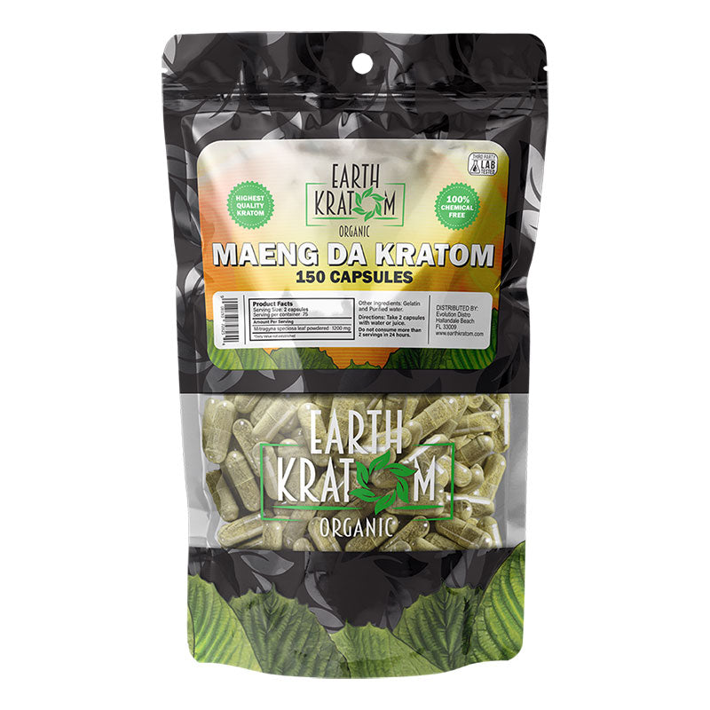 Earth Kratom Organic 150ct Premium Mitragyna Speciosa