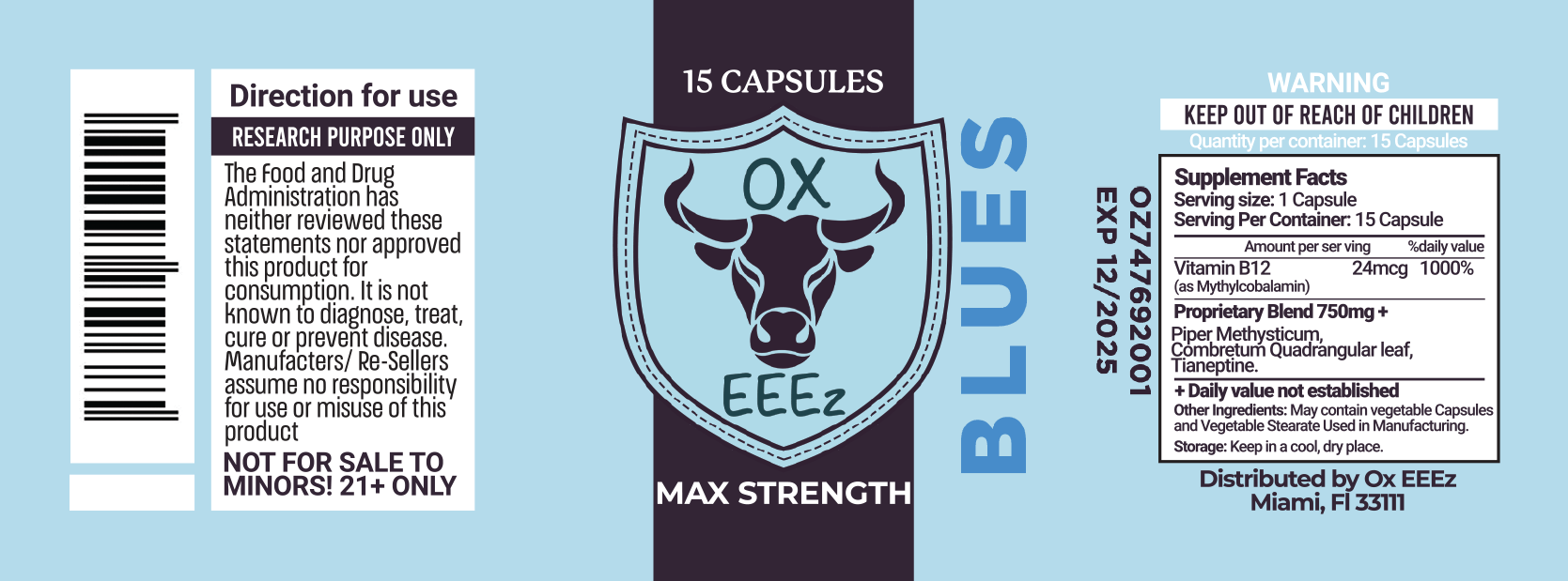 OX EEEz max strength 15 capsule - KR Sky